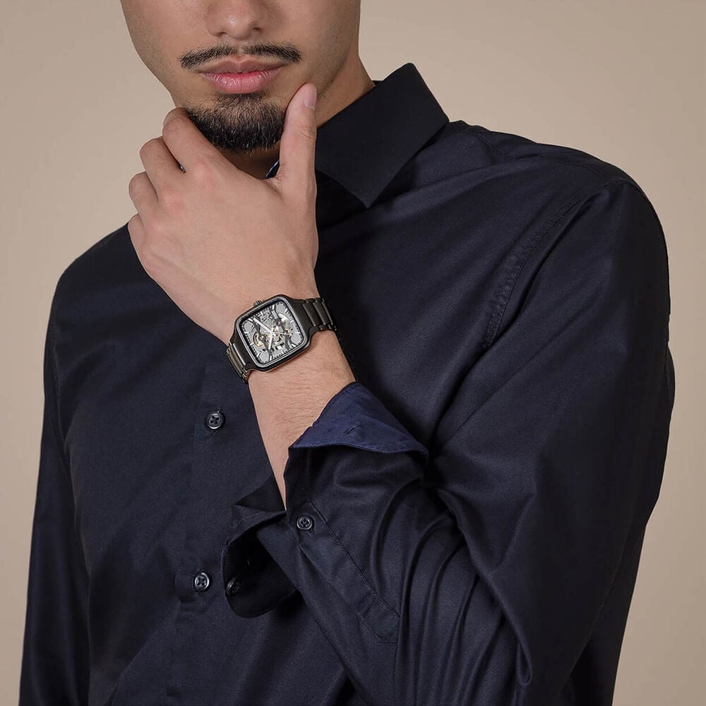 Rado True Square 38mm Skeleton Dial Black Ceramic Bracelet Watch image number 6