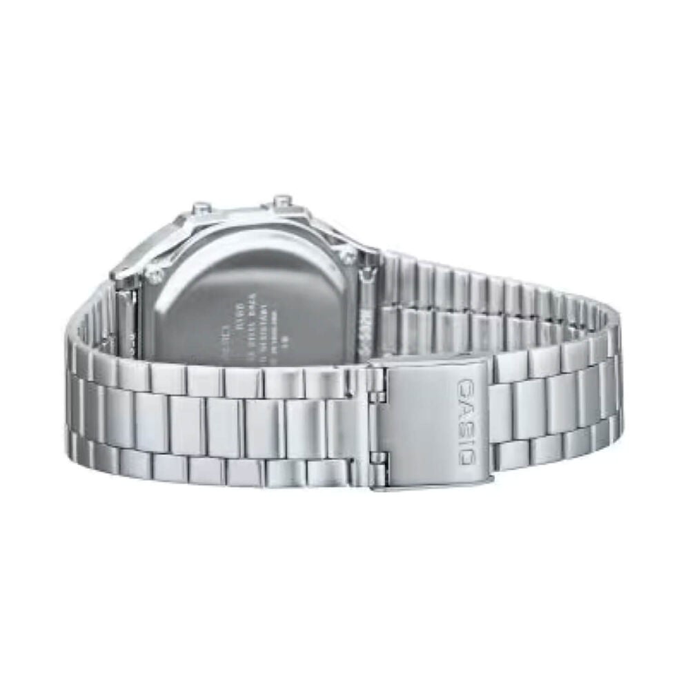 Casio Vintage 38.6x36.3mm Black Digital Display Stainless Steel Bracelet Watch image number 3