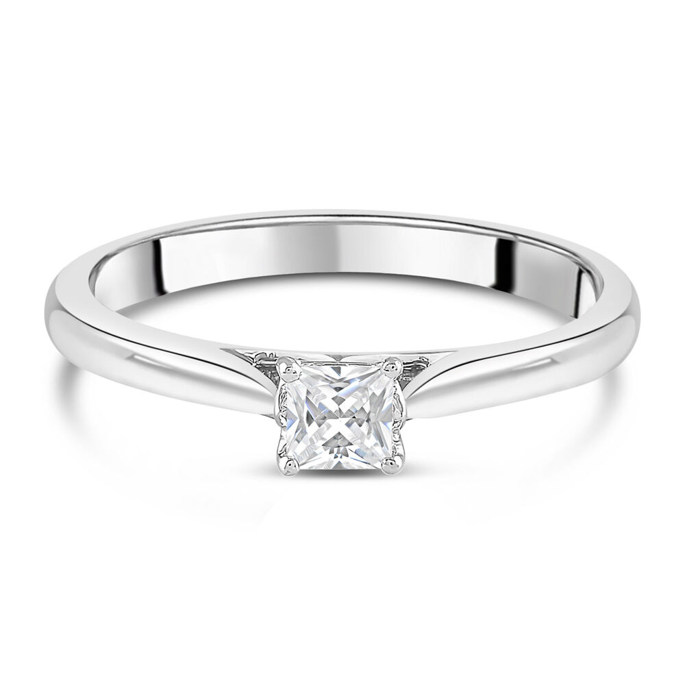 Platinum 0.25ct Princess Diamond Orchid Setting Ring image number 3