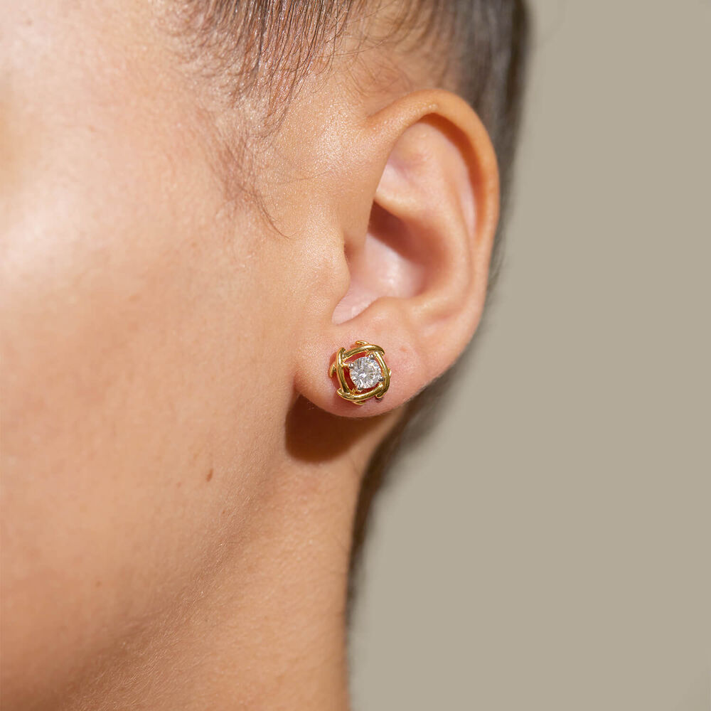 9ct Yellow Gold 1.00ct Lab Grown Entwined Love Knot Stud Earrings image number 4