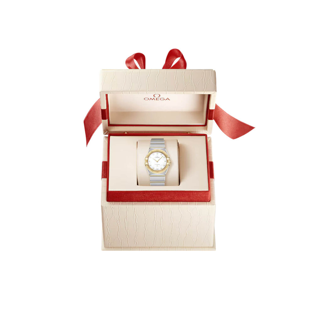 OMEGA Constellation 28mm MOP Dial Diamond Dots Steel & Gold Bracelet