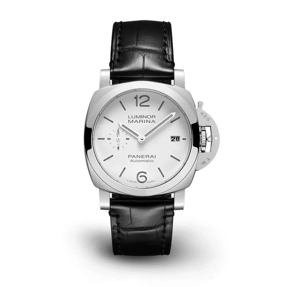 Panerai Luminor 40mm Quaranta White Dial Black Strap Watch image number 0