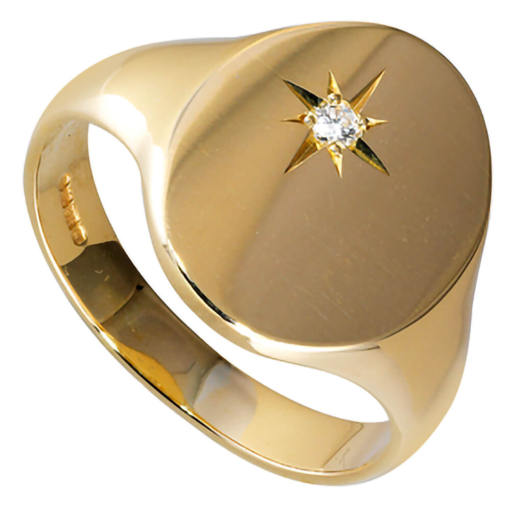 Men's 9ct gold diamond-set signet ring