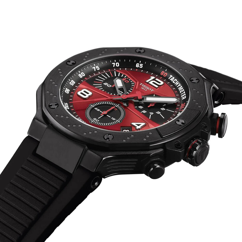Tissot T-Race MotoGP 45mm Red Dial Black Silicone Strap Chronograph Watch