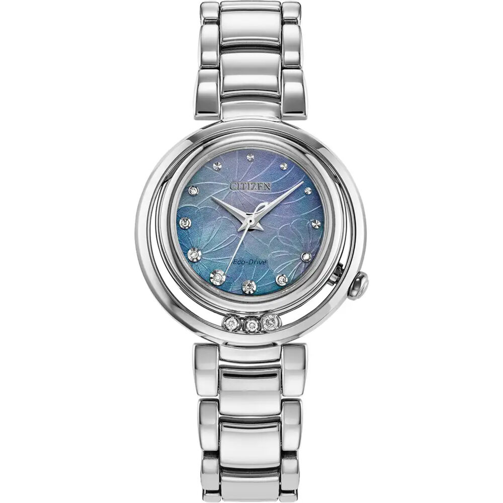 Citizen Eco-Drive L Arcly 30mm Blue MOP Dial Stainless Steel Bracelet Watch