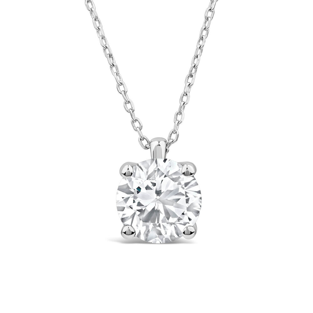 Born 18ct White Gold Lab Grown 2ct Round Solitaire Diamond Pendant image number 0