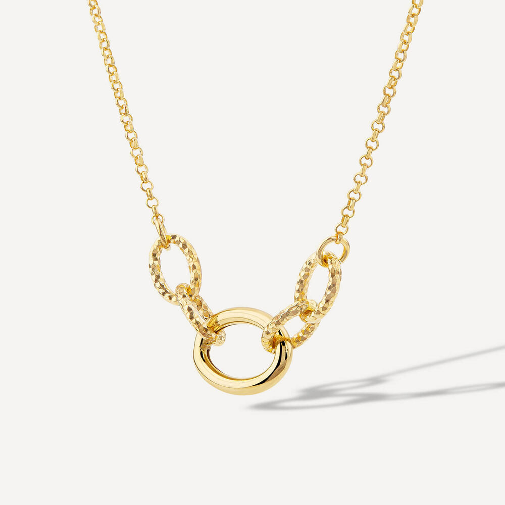 Yellow Gold Plated Sterling Silver Diamond Cut & Polished Link Necklet