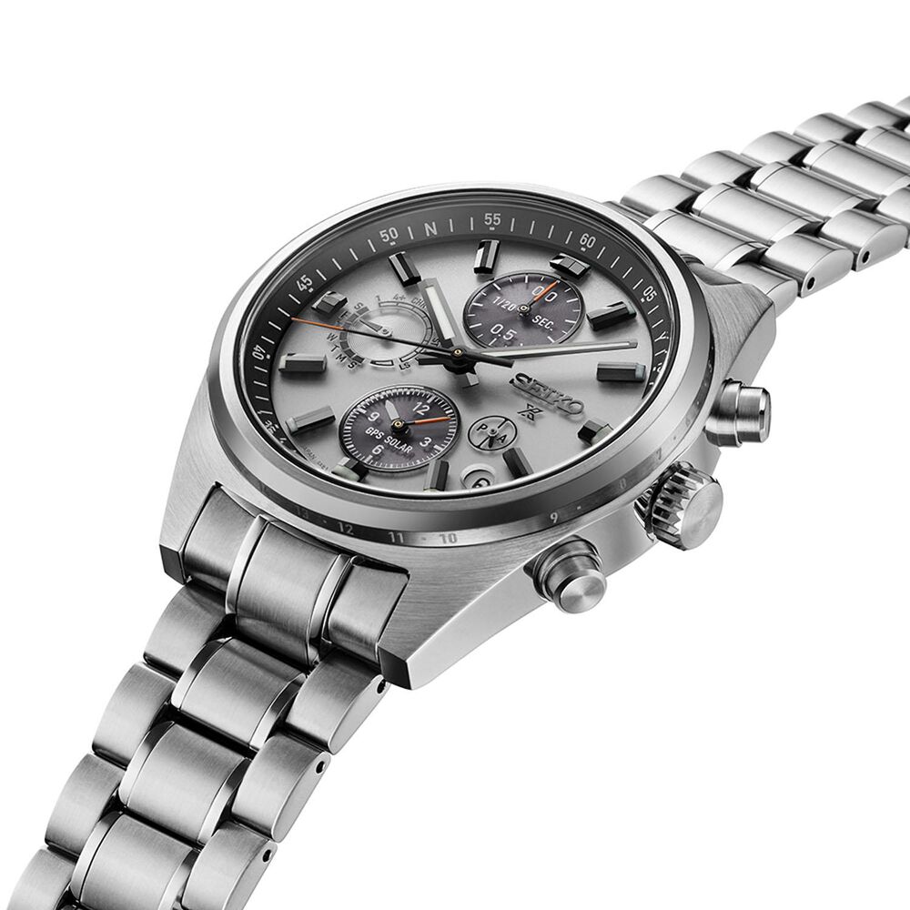 Seiko Prospex GPS Solar Chronograph Speedtimer 42mm Silver Dial Stainless Steel Bracelet Watch image number 2