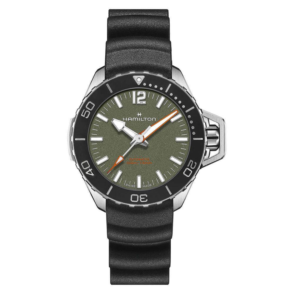 Hamilton Khaki Navy "Frogman" 41mm Green Dial Rubber Strap Watch image number 0