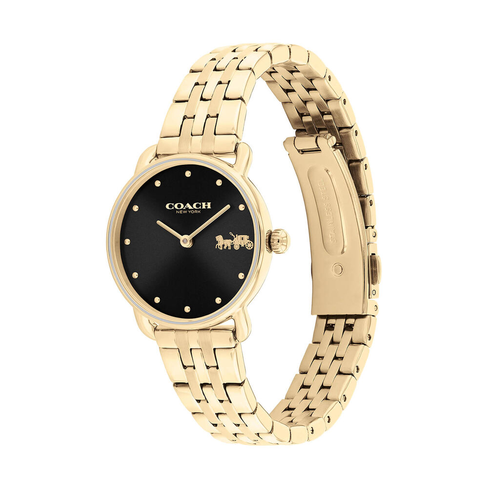 Coach Elliot 28mm Black Dial Gold Tone Steel Bracelet Watch