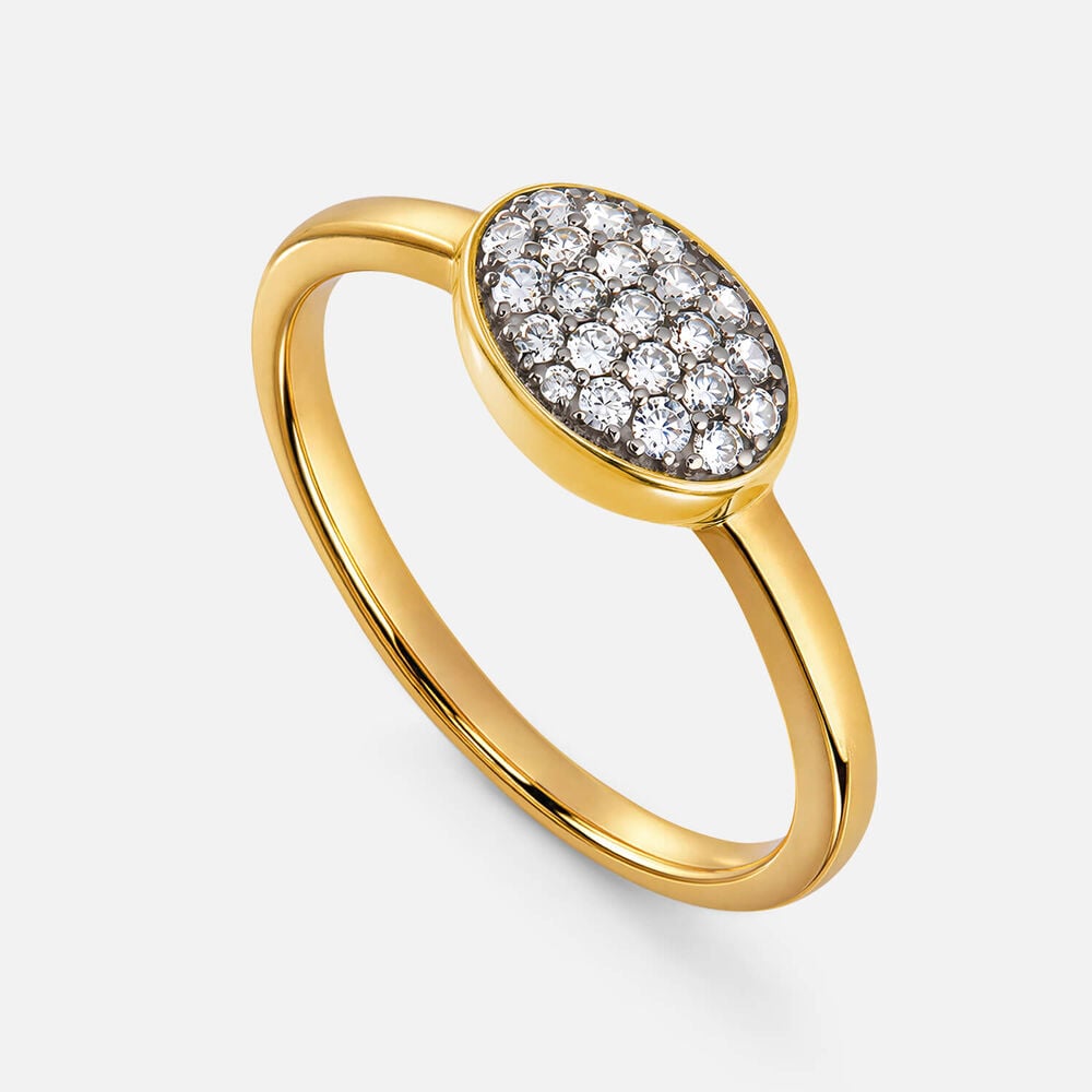 9ct Yellow Gold 0.15ct Bezel Set Oval Pave Diamond Ring