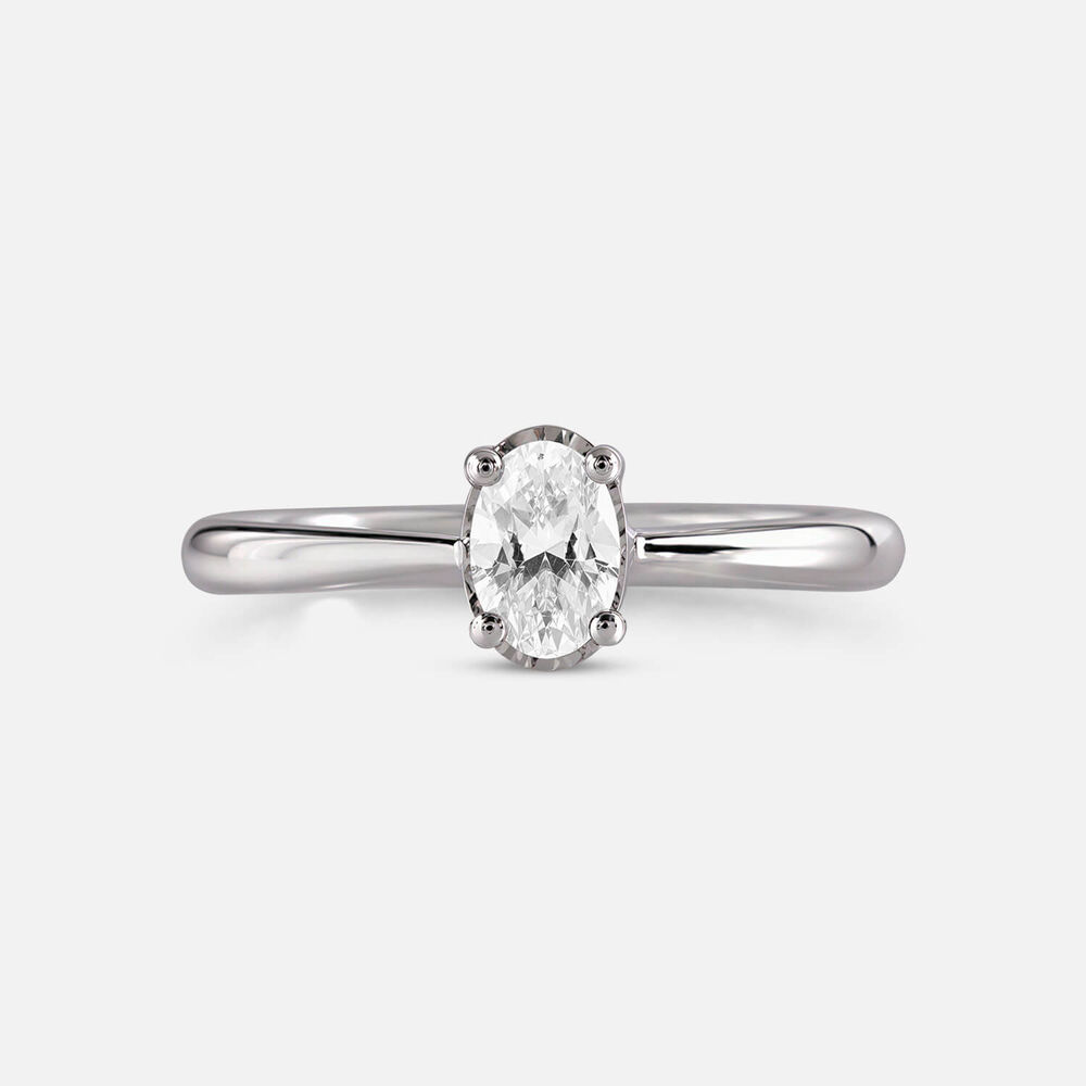 Prism 9ct White Gold 0.33ct Oval Diamond Solitaire Ring