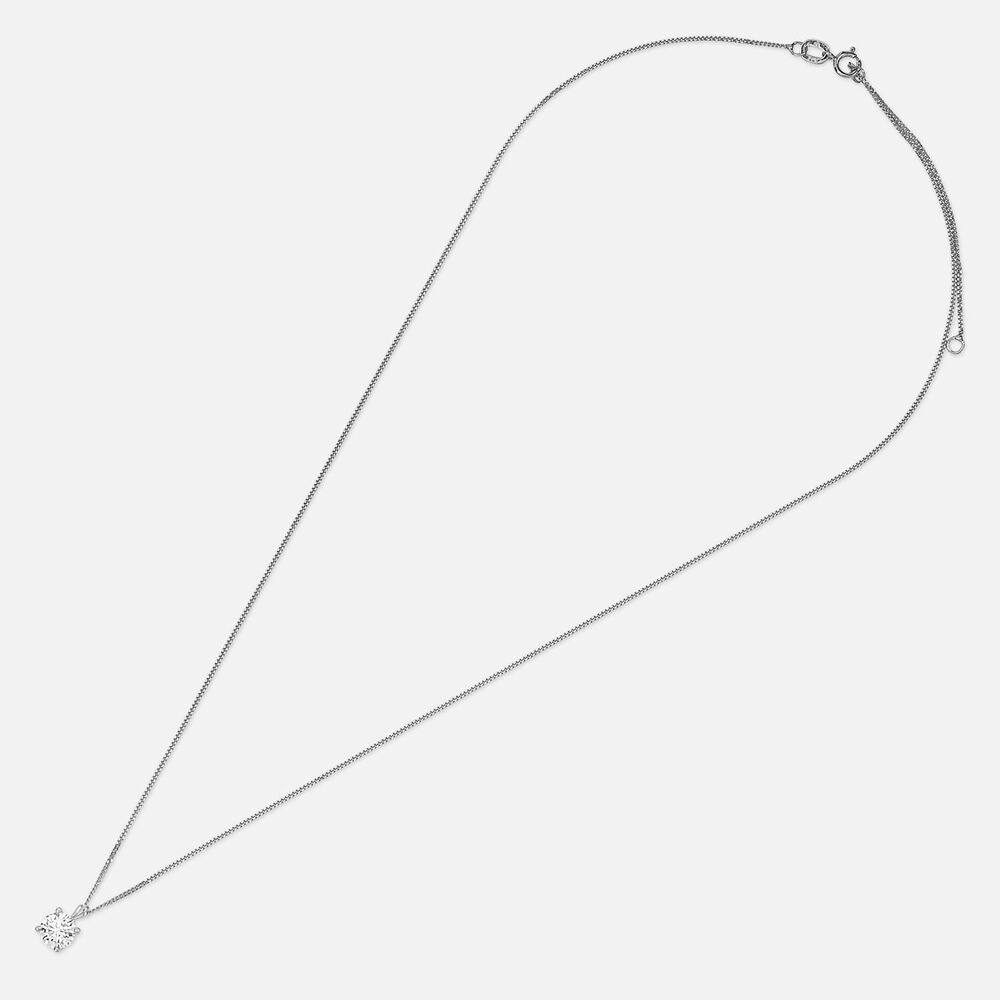 9ct White Gold 5mm Four Claw Cubic Zirconia Set Pendant (Chain Included)