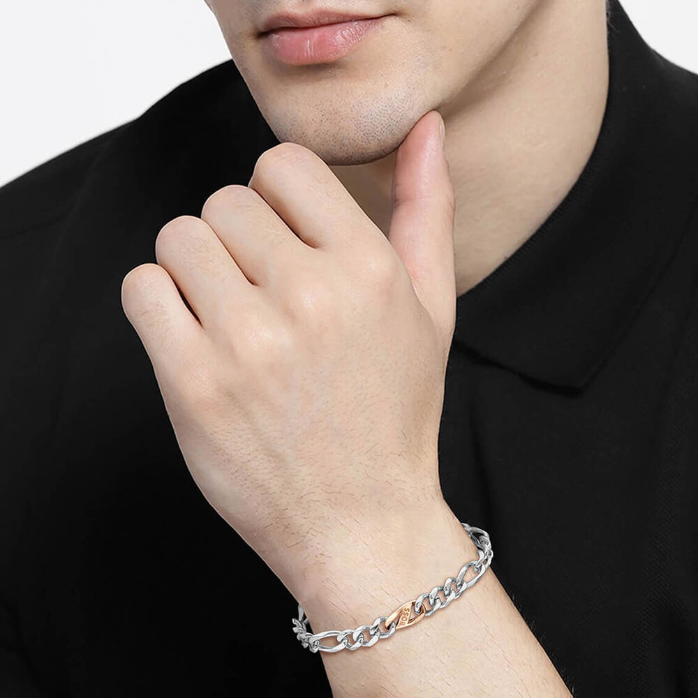 BOSS Rian Two Tone Branded Link Bracelet image number 1