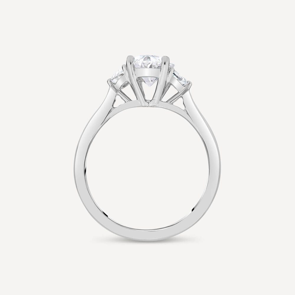 Born Platinum 1.78ct Lab Grown Oval Centre & Half Moon Shaped Sides Diamond Ring image number 3