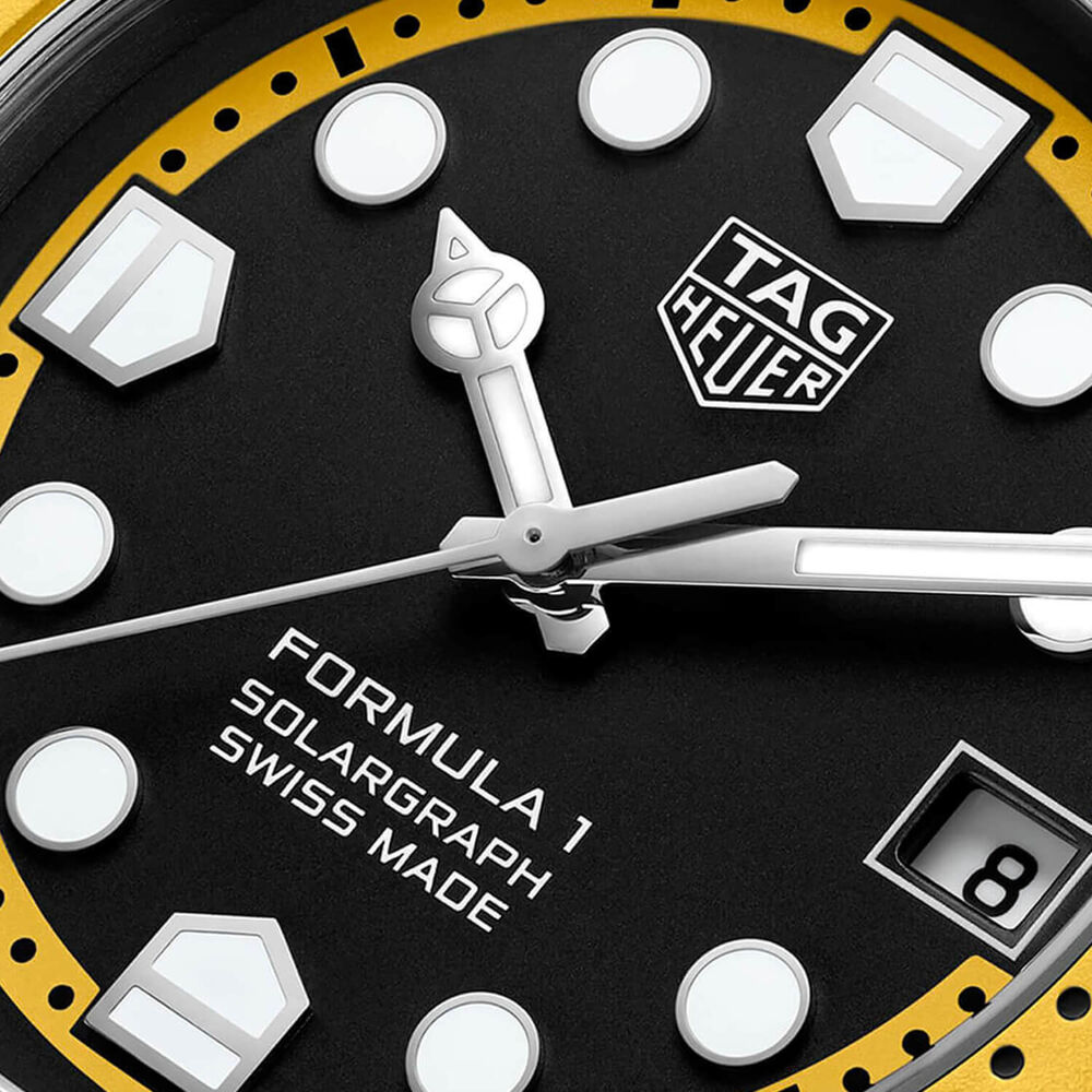 TAG Heuer Formula 1 Solargraph 38mm Black Dial Yellow Bezel Rubber Strap Watch image number 2