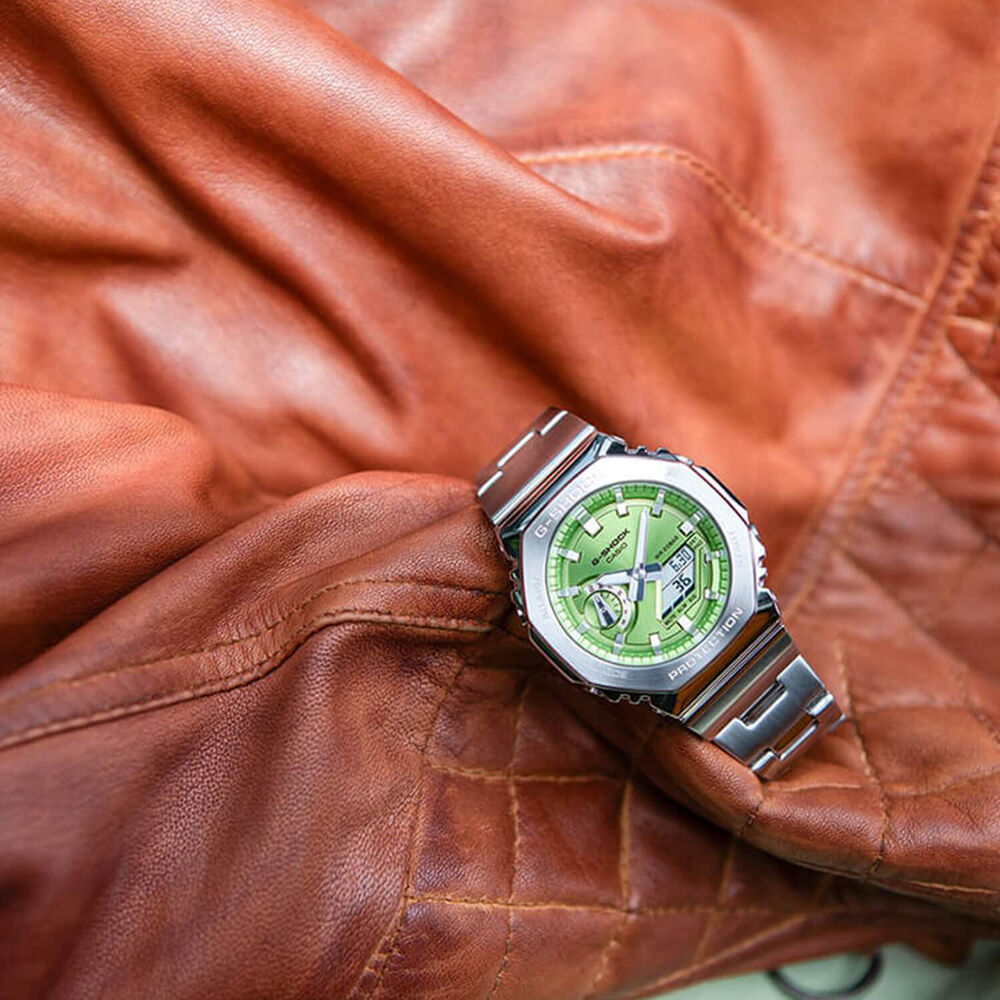 G-SHOCK G-STEEL 49.3mm Green Dial Stainless Steel Bracelet Watch image number 3
