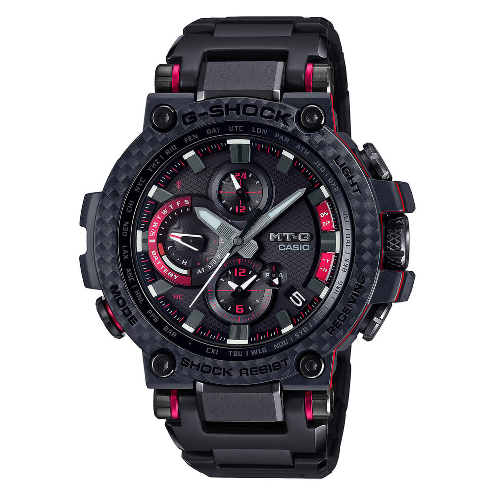 Casio Mt-G G-Shock Carbon Bezel Bluetooth Black Red Mens Watch image number 0