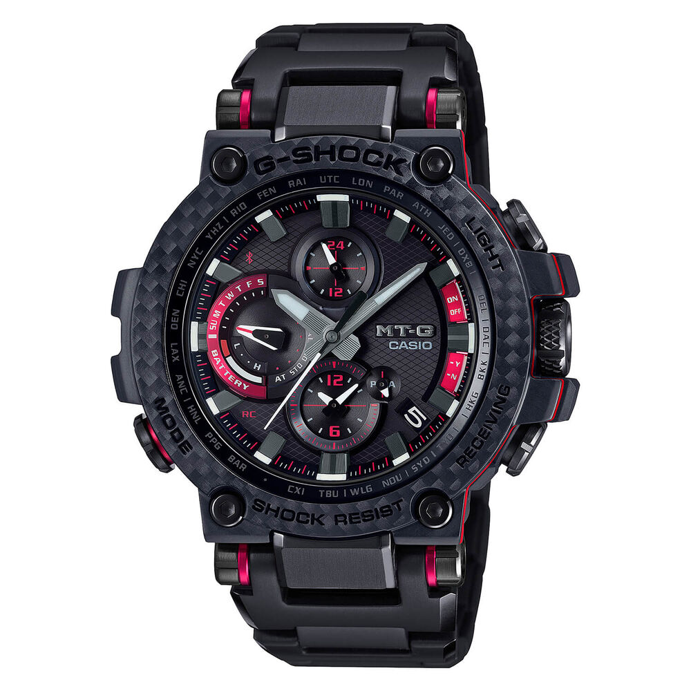 Casio Mt-G G-Shock Carbon Bezel Bluetooth Black Red Mens Watch