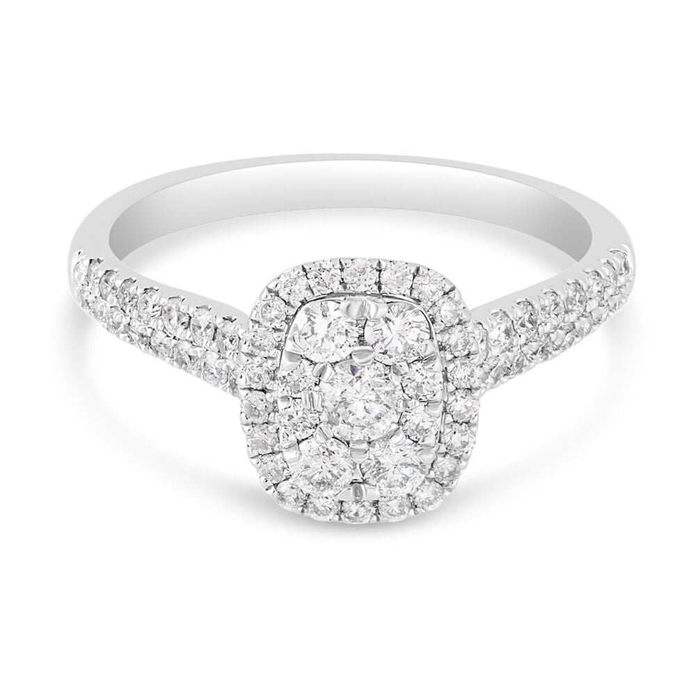 18ct White Gold 0.74 Carat Diamond Cluster Engagement Ring image number 4