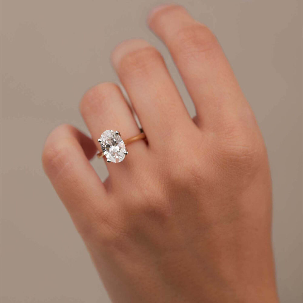 Born 18ct Yellow Gold 3.00ct Lab Grown Oval Solitaire Diamond Ring
