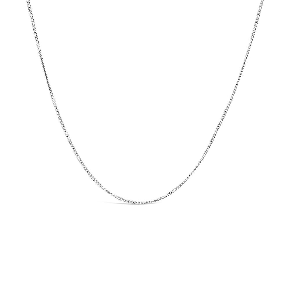 9ct White Gold 16-18 inch Flat Curbed Chain Necklet