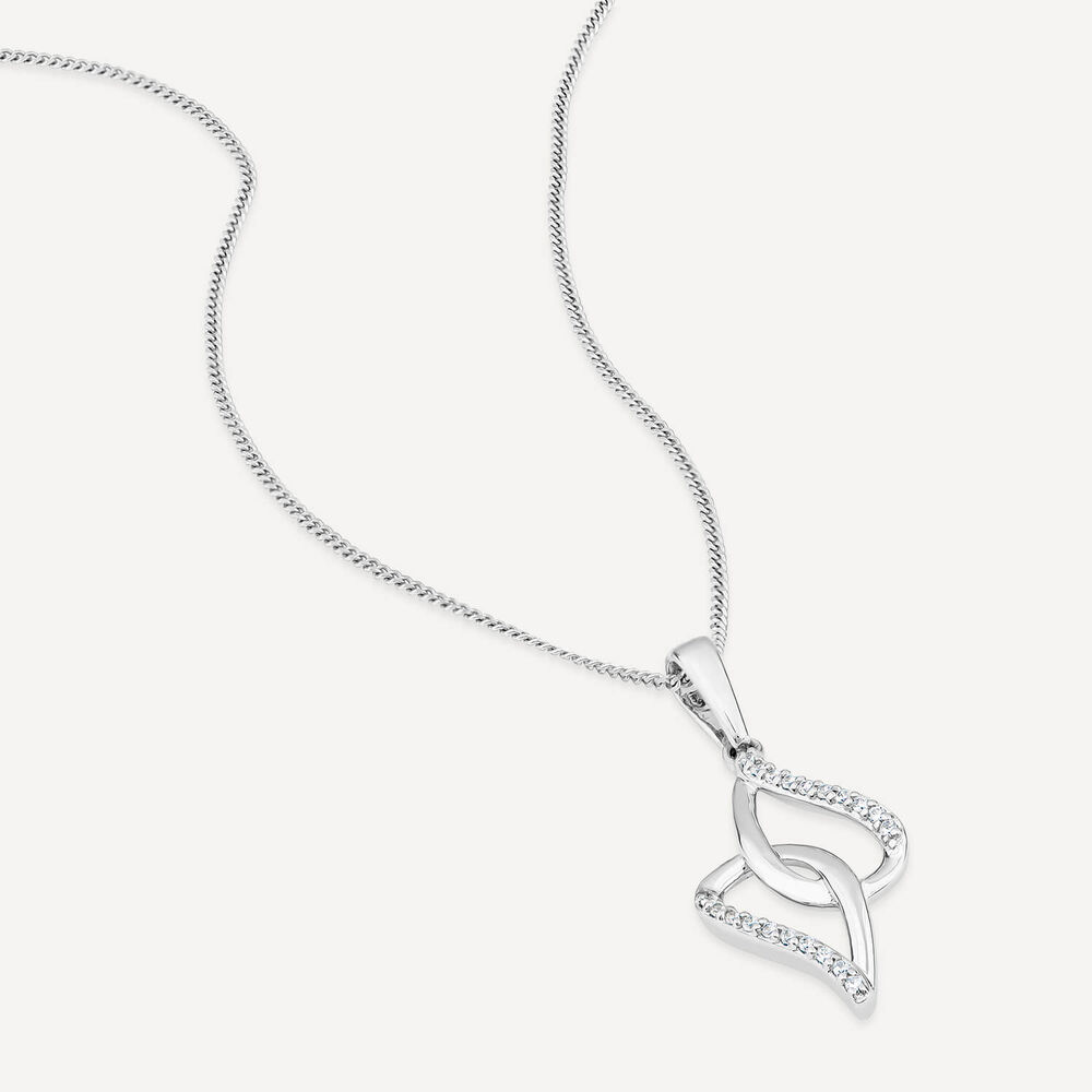 9ct White Gold 0.06ct Diamond Set Teardrop Pendant image number 2