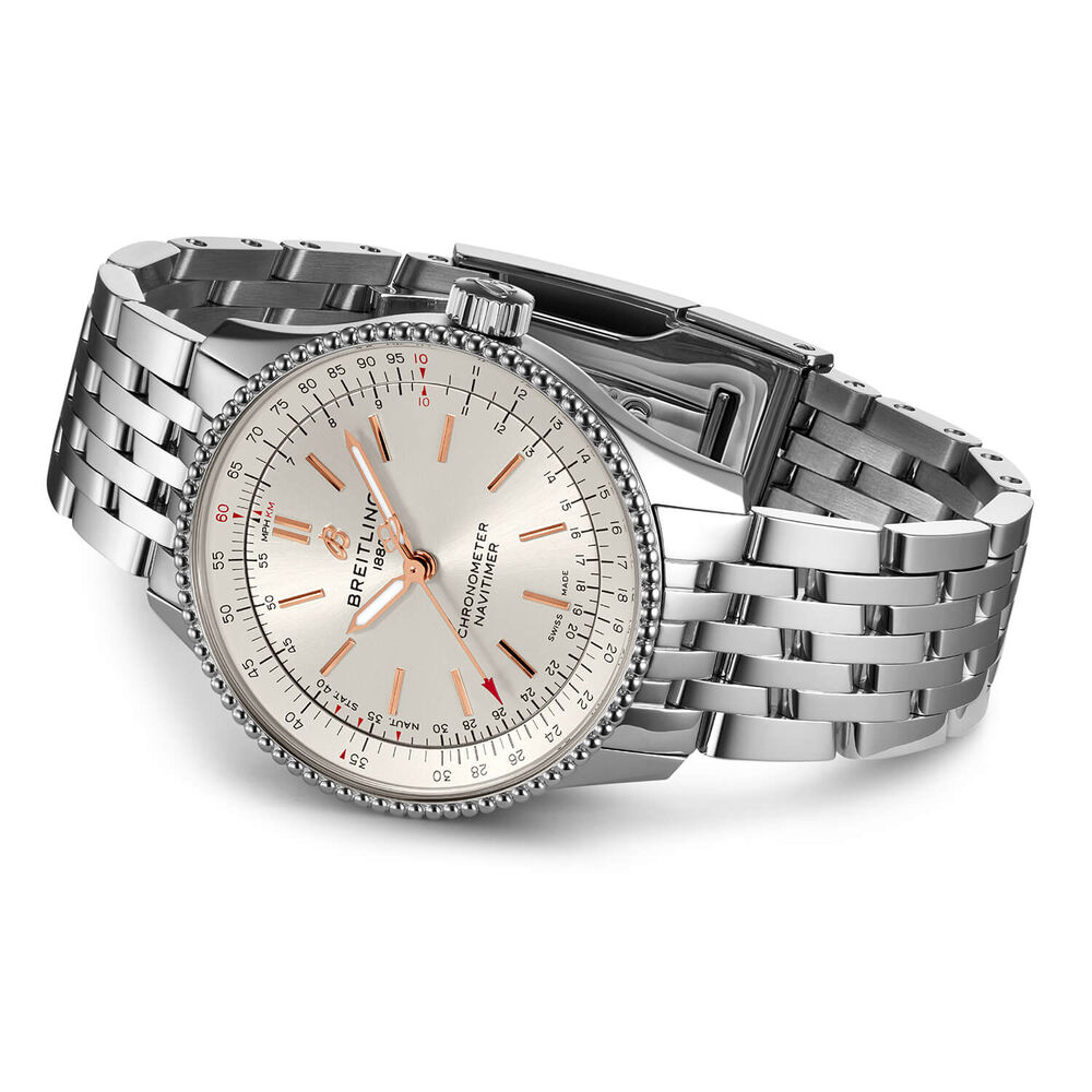 Breitling Navitimer 35mm Chronometer Caliber 17 Silver Steel Watch image number 3