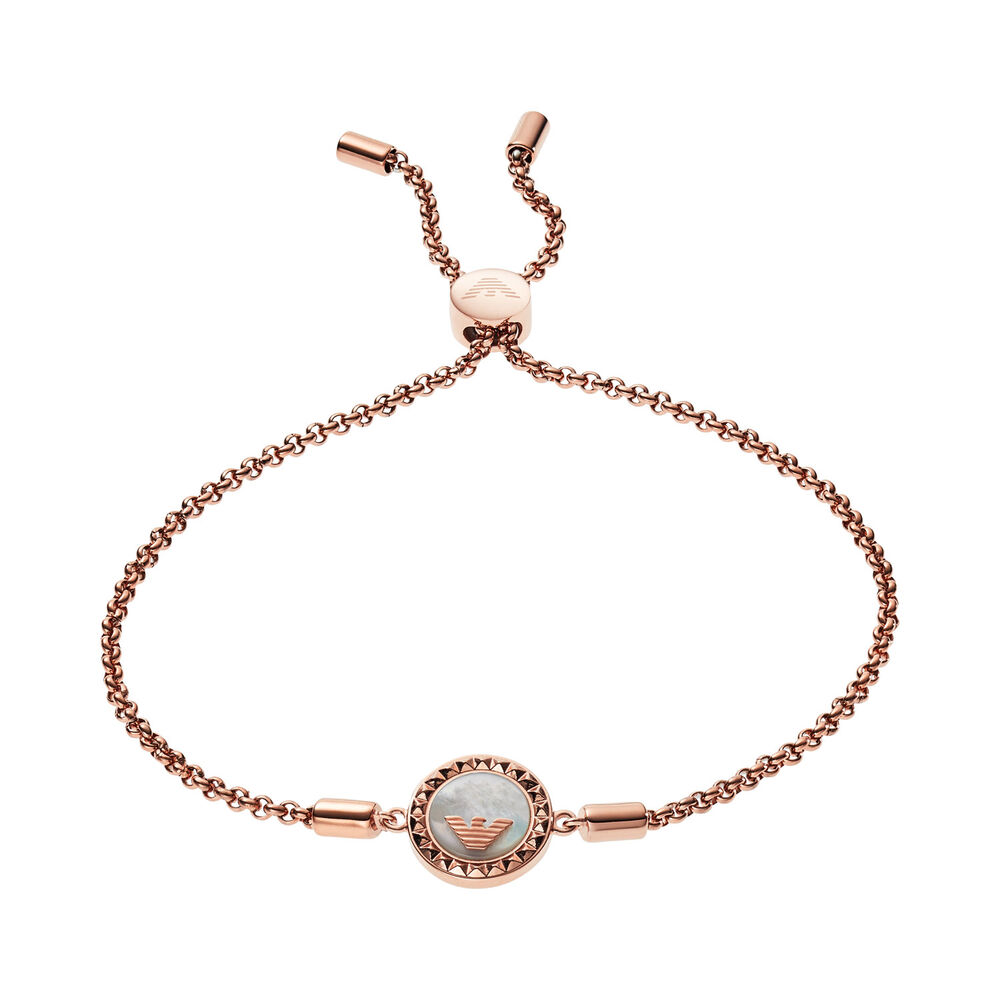 Emporio Armani Rose Gold & Pearl Charm Slider Bracelet image number 0