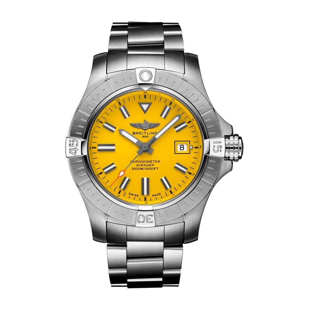 Breitling Avenger 45mm Seawolf Yellow Dial Steel Case Bracelet Watch
