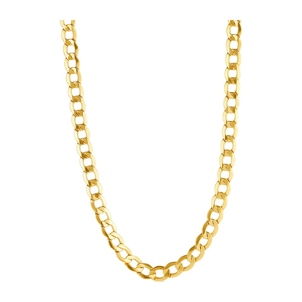 9ct Yellow Gold Flat Curb 51cm Men's Necklace image number 0