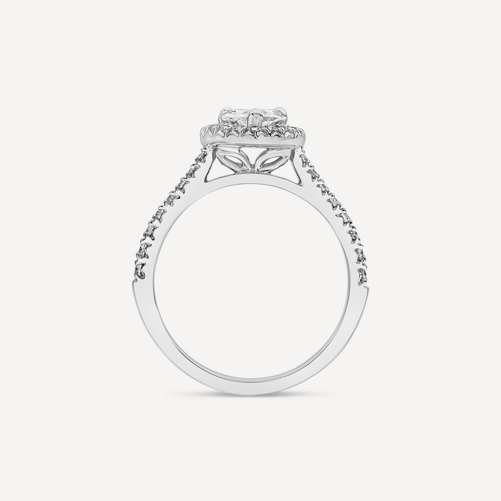 Born Platinum 1.40ct Lab Grown Pear Halo & Diamond Sides Ring