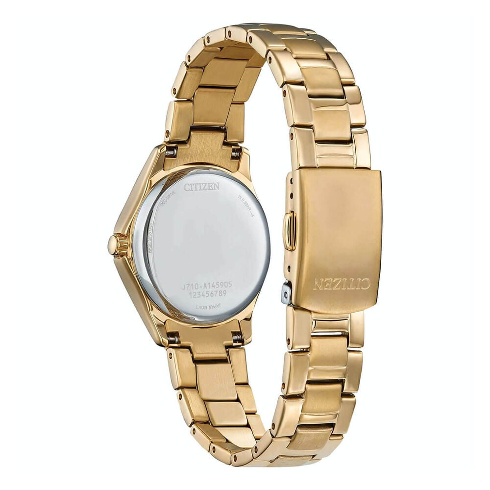 Citizen Ladies 29mm Champagne Dial Crystal Bezel Yellow Gold PVD Bracelet Watch