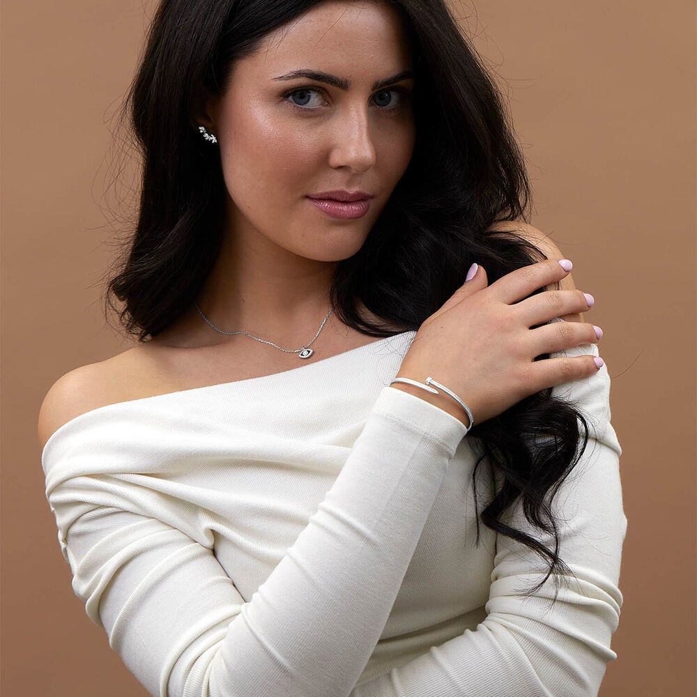 Sterling Silver Cubic Zirconia Set Protective Eye Pendant image number 4