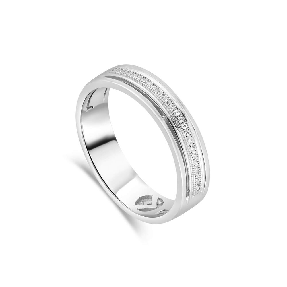 9ct White Gold Orchid Setting 0.06 Carat Beaded 6MM Diamond Centre Wedding Ring image number 0