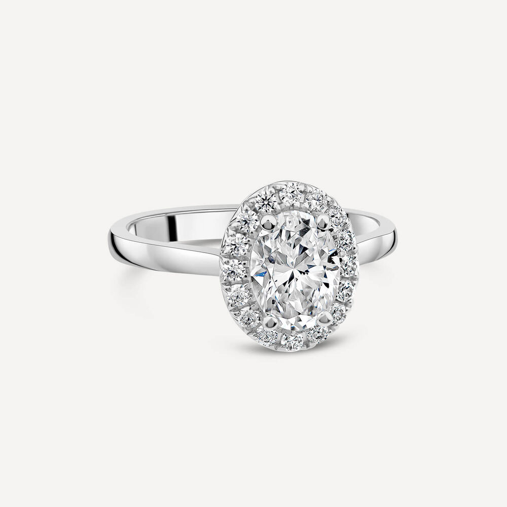 Born Platinum 1.72ct Lab Grown Oval Halo Diamond Ring image number 2
