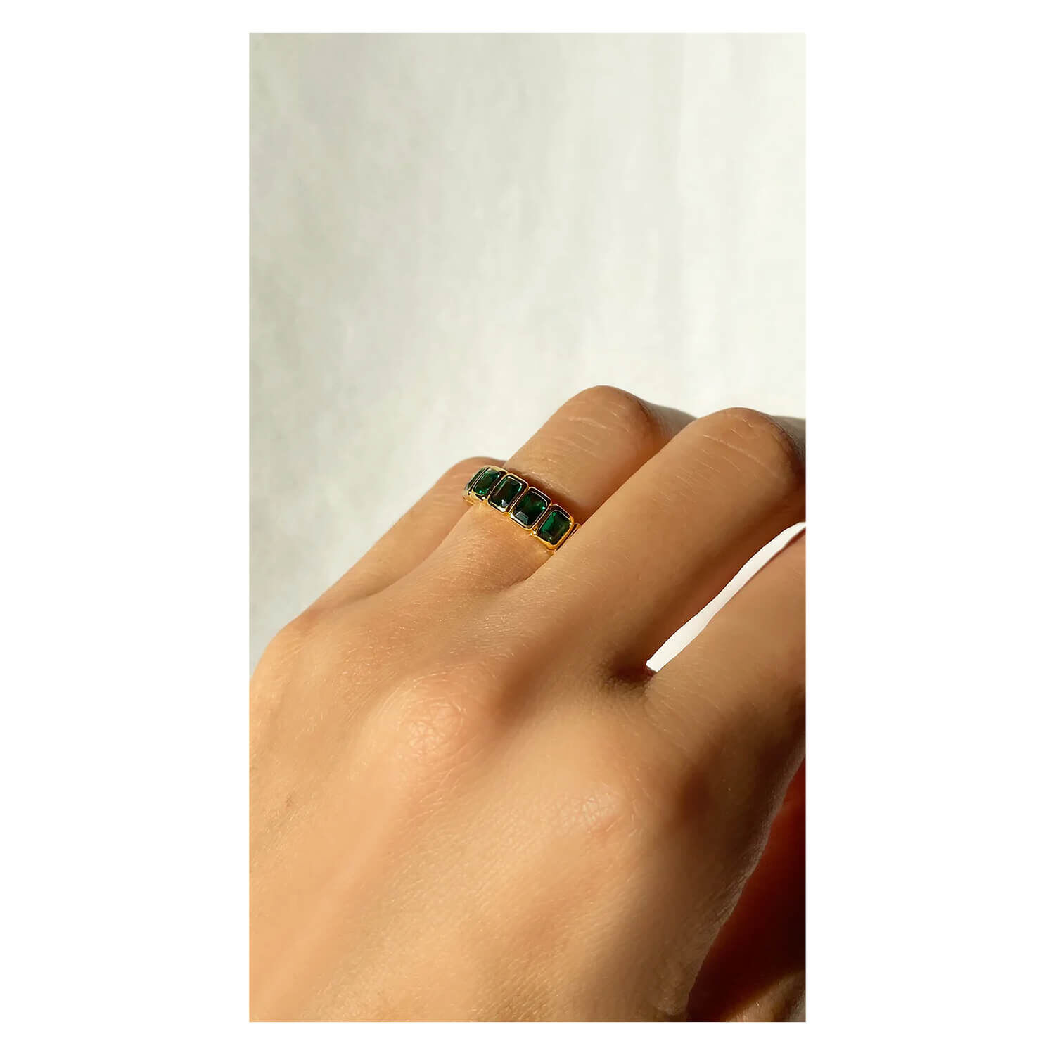 CARAT London Yellow Gold Vermeil Emerald Ring Size 6