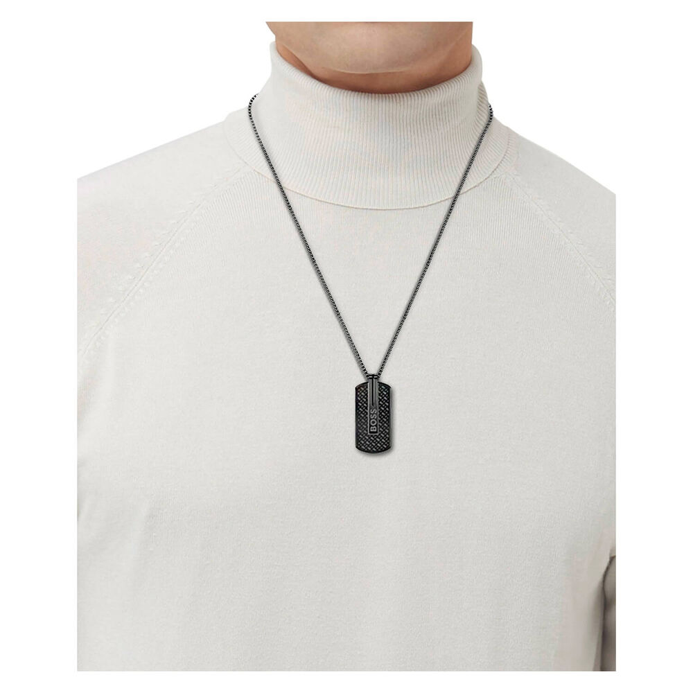 BOSS Orlado Black IP Chain Pendant image number 2
