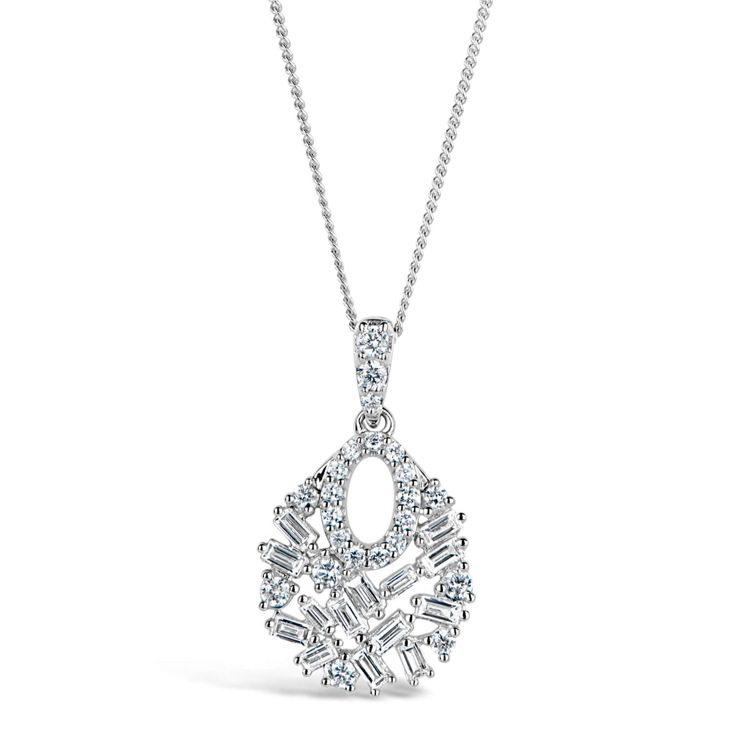 Diamond baguette cluster pendant necklace sale