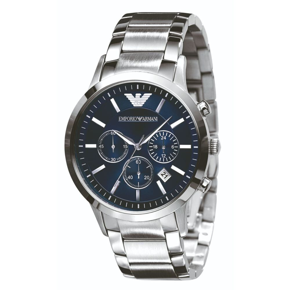 Emporio Armani Classic chronograph blue dial steel bracelet watch image number 0