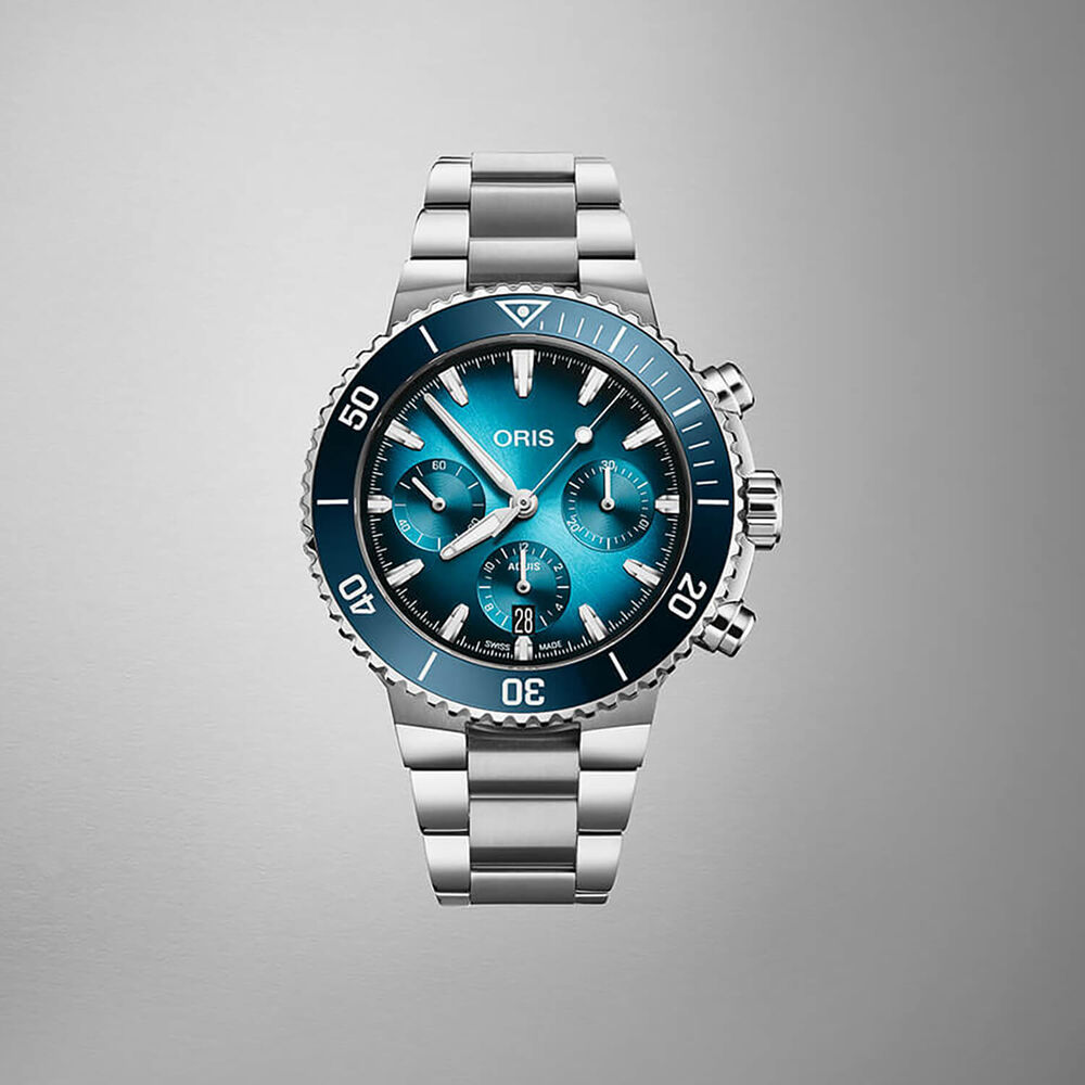 Oris Aquis Chronograph 43.5mm Blue Dial Stainless Steel Bracelet Watch image number 3