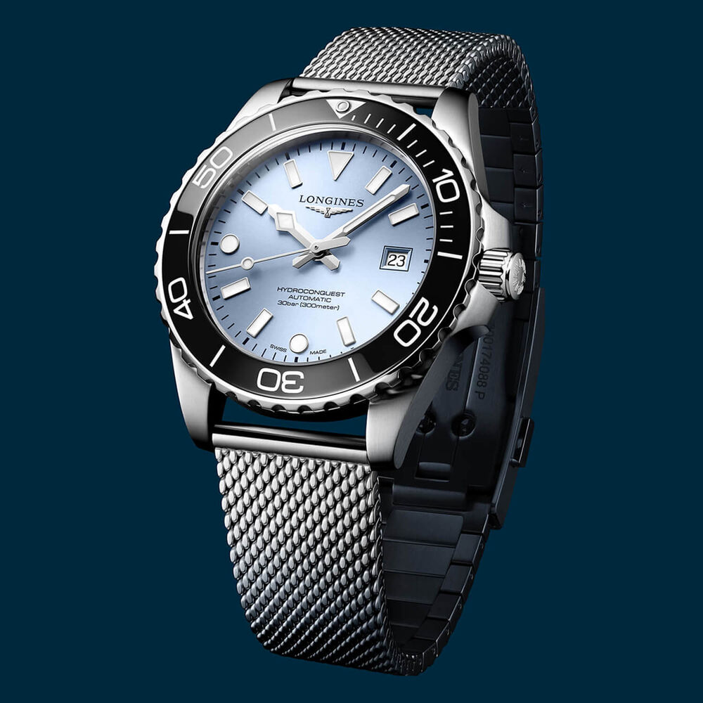 Longines Hydroconquest 42mm Frosted Blue Dial Stainless Steel Bracelet Watch