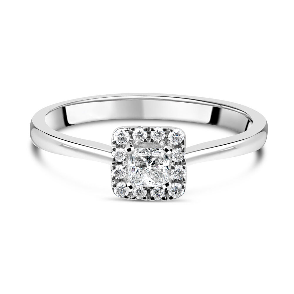 9ct White Gold 0.25ct Diamond Princess Cut Halo Ring image number 4