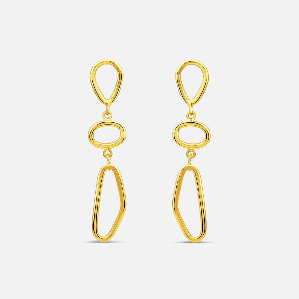 Yellow Gold Plated Sterling Silver Open Tear Loop Drop Earrings