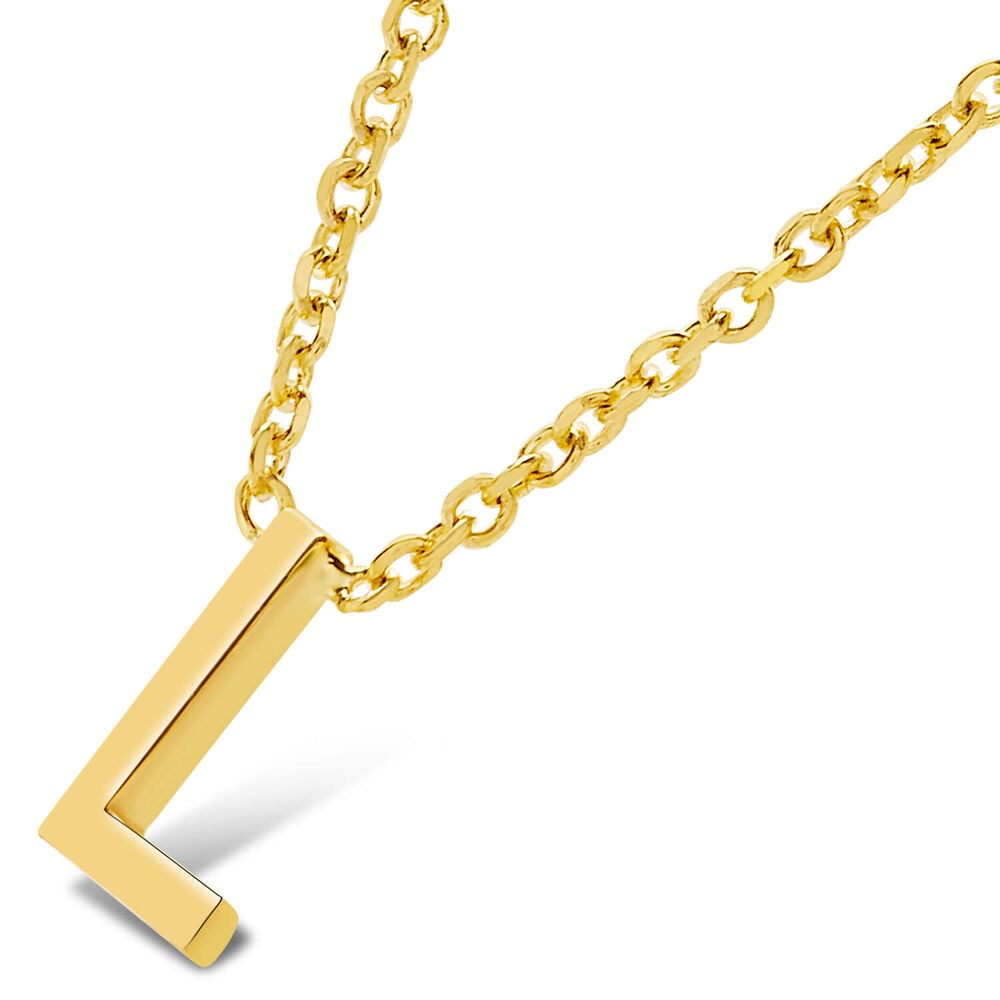 9 Carat Yellow Gold Petite Initial L Necklet (Chain Included) image number 1