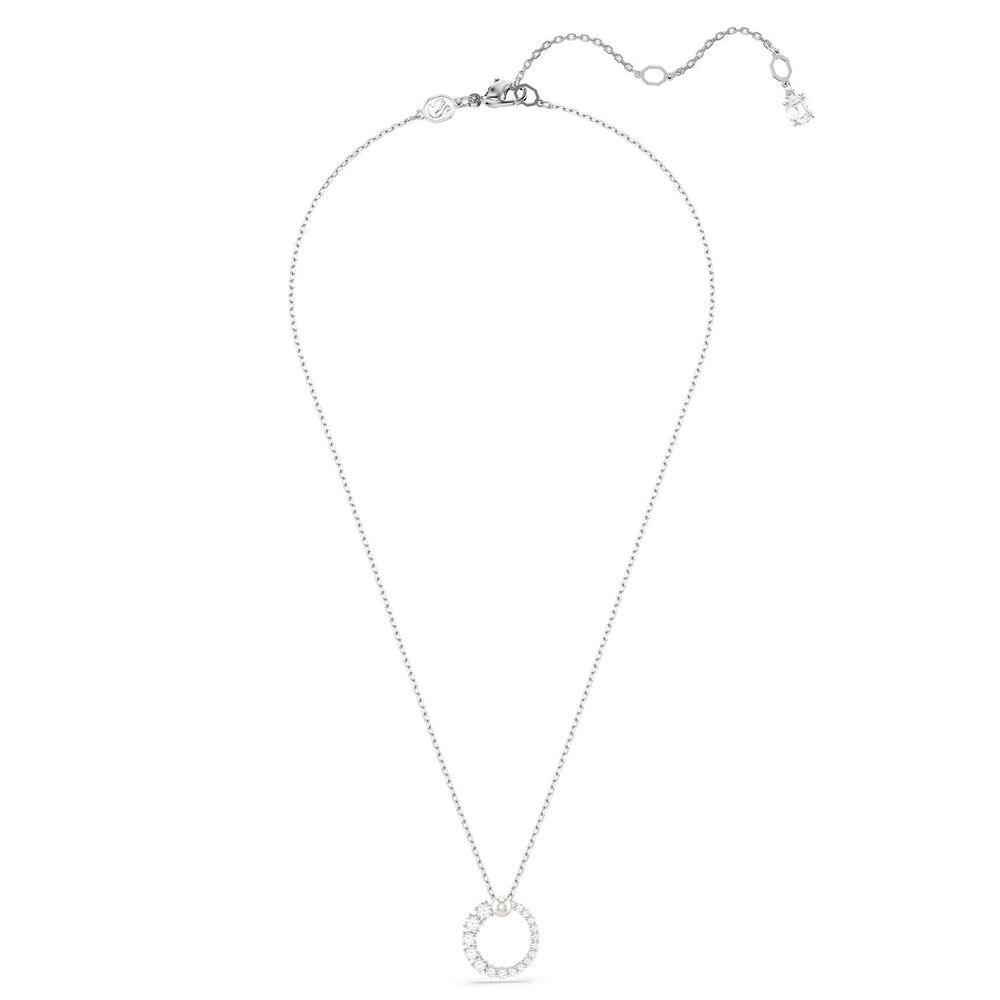 Swarovski Matrix Crystals & Cubic Zirconia & Crystal Pearl Rhodium Plated Circle Pendant