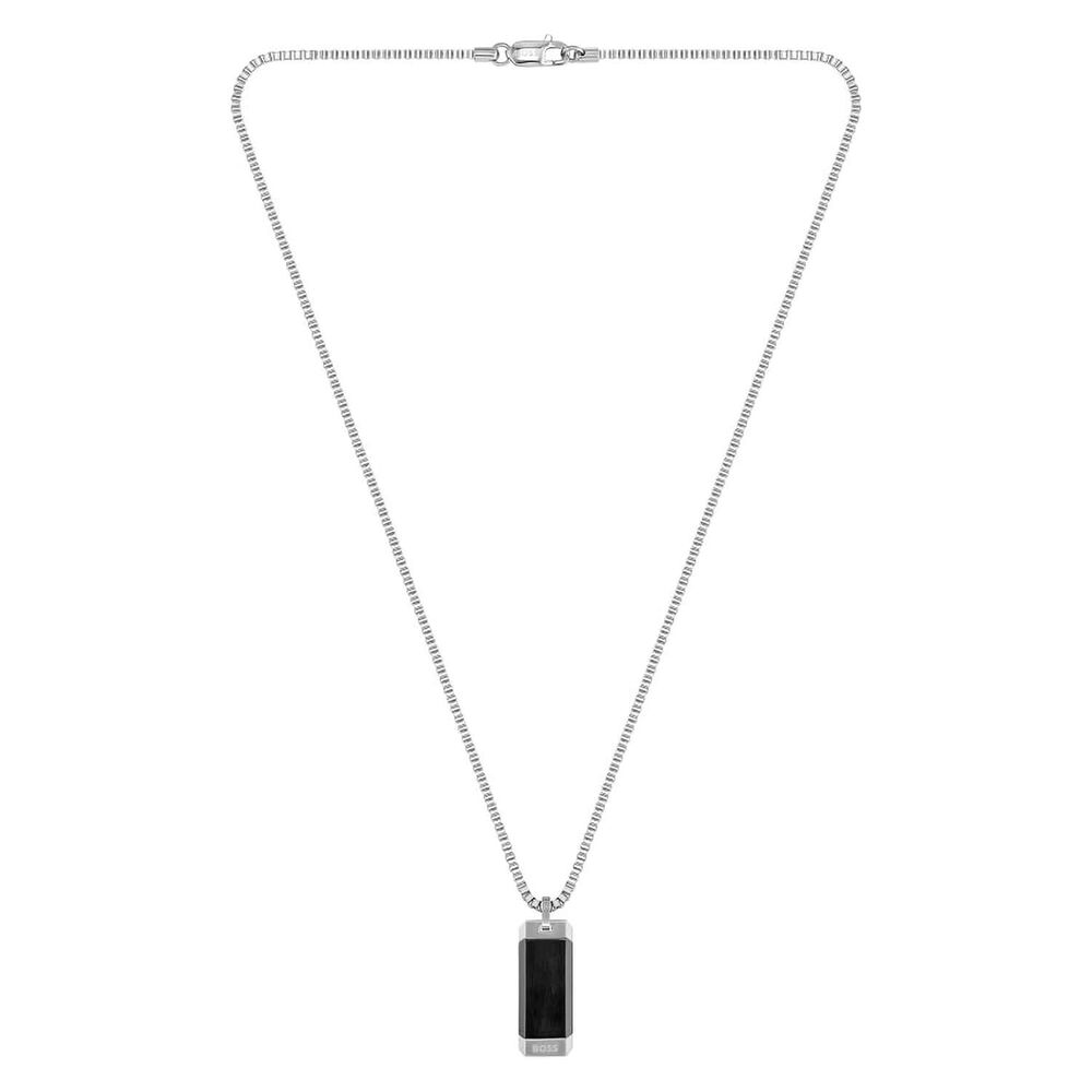 BOSS Gents Bennet Stainless Steel Black IP Dog Tag Chain Necklace
