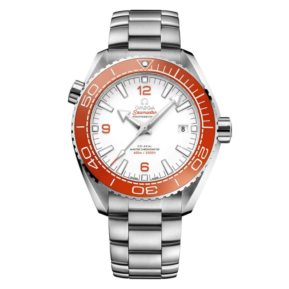 Omega Seamaster Planet Ocean White Dial Mens Silver Bracelet Watch image number 0