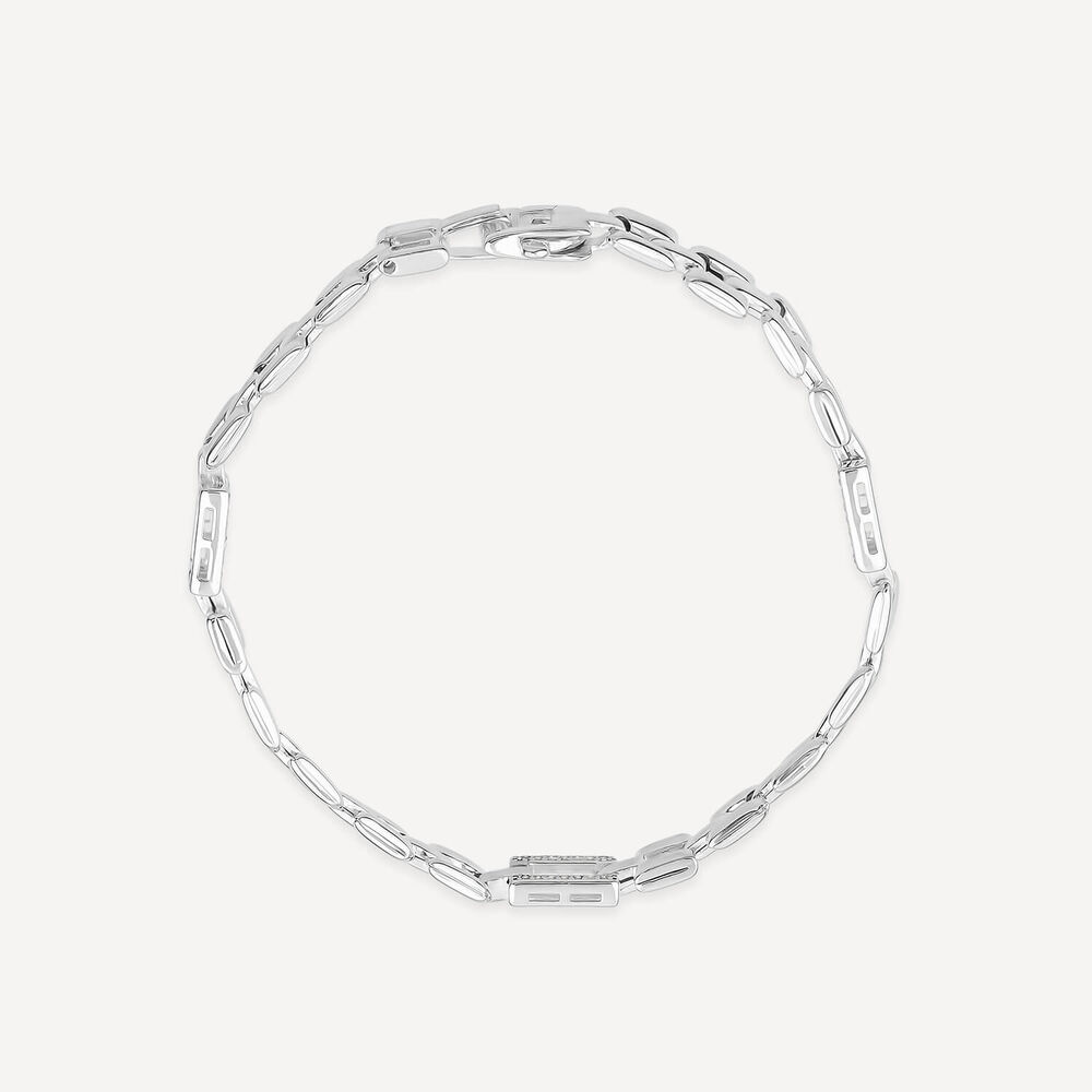 Sterling Silver Cubic Zirconia Brick Link Bracelet image number 4