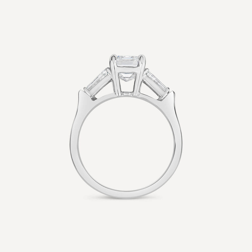 Born Platinum 1.98ct Lab Grown Emerald Cut & Baguette Diamond Sides Ring image number 3